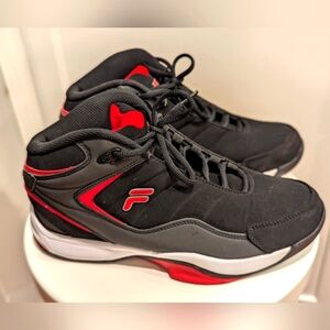 FILA Men's Basketball Hi Top Shoes Black & Red Size 9.5 Like New